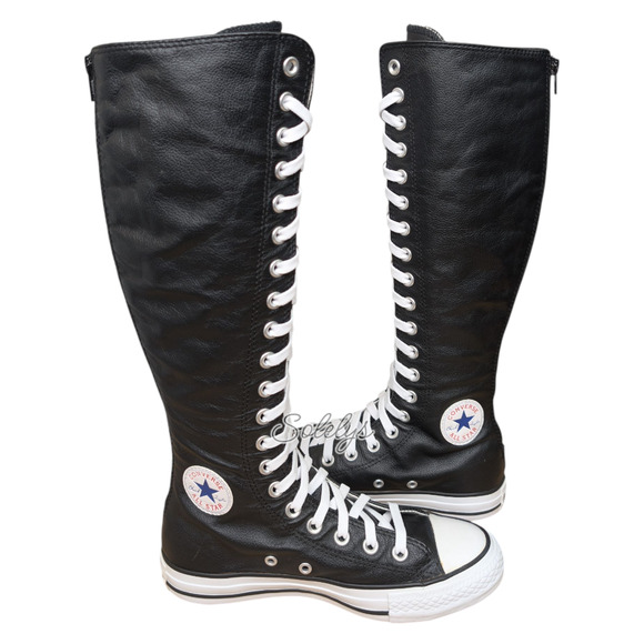 Converse 2010 XXHI Black Leather Lace Up Zip Back Sneaker Boot Womens 6 RARE - Picture 12 of 13